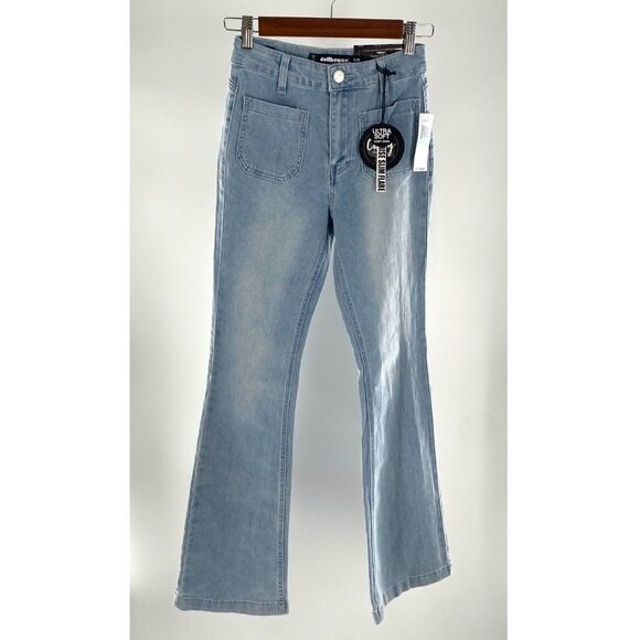 NWT Dollhouse High Rise Slim Flare Light Wash Curvy Soft Jeans sz 5/6 waist 25 - Picture 1 of 10